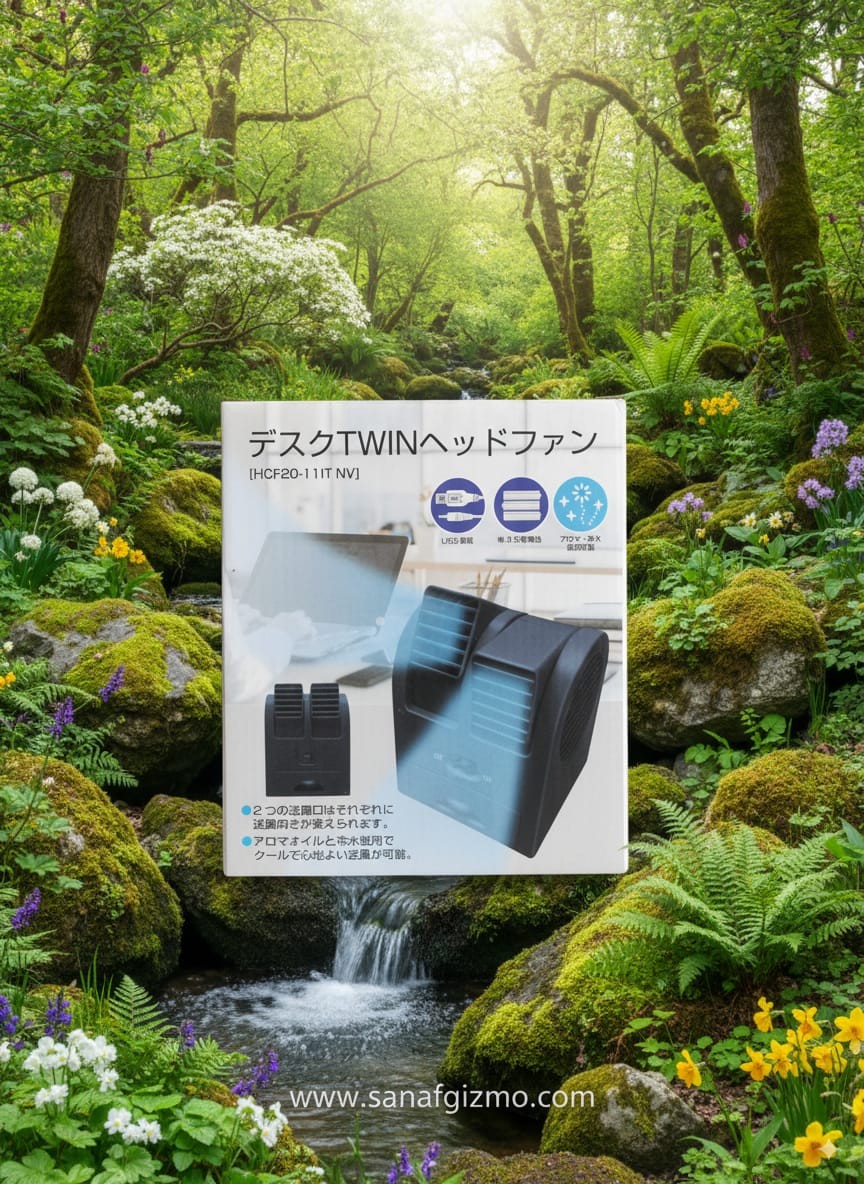 Mini Fan & Portable Dual Bladeless Small Water Air Cooler Oprate by USB & Battery Use of Car/Home/Office